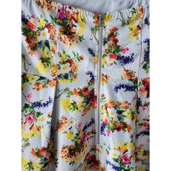 Large Lulumari Strapless Floral DRESS Yellow High Low Silky - Picture 6 of 7